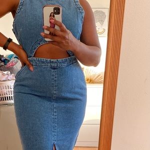 ASOS denim cutout dress